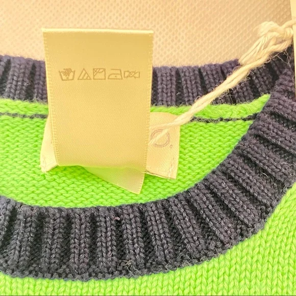 Best & Co. NWT Stripe Fly Crew Sweater Kids 6 Navy and Green - Picture 6 of 9